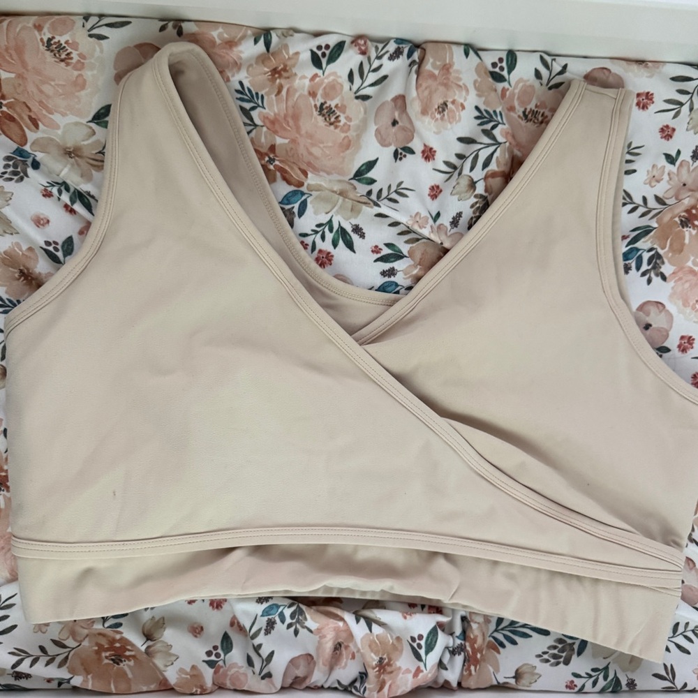 Soft Stretch Seamless Wrap-Front Bra — Beige -2XL